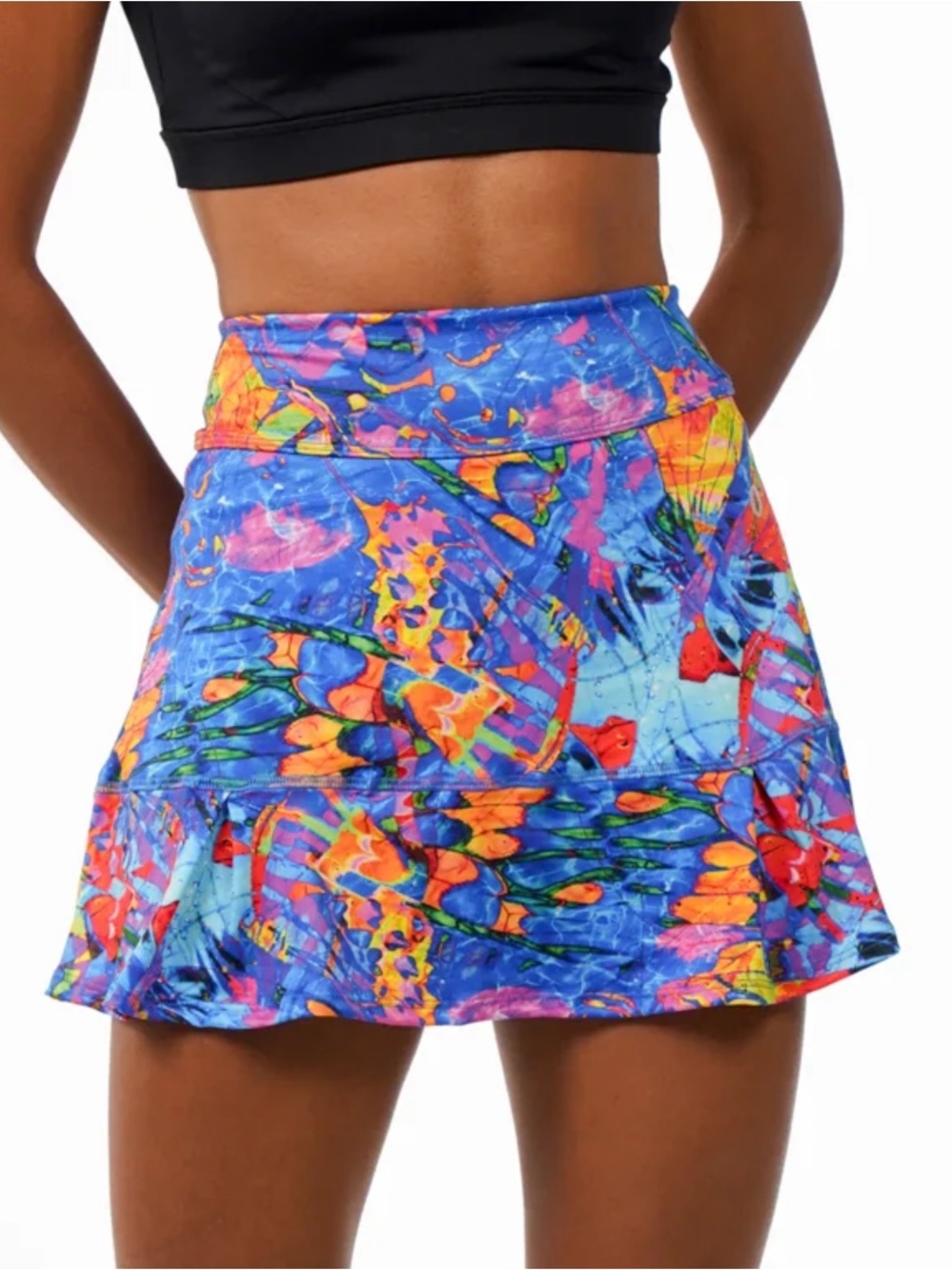 NWT Dona Jo Skirt Skort Compression Abstract Fly Print Ruffle Athleisure